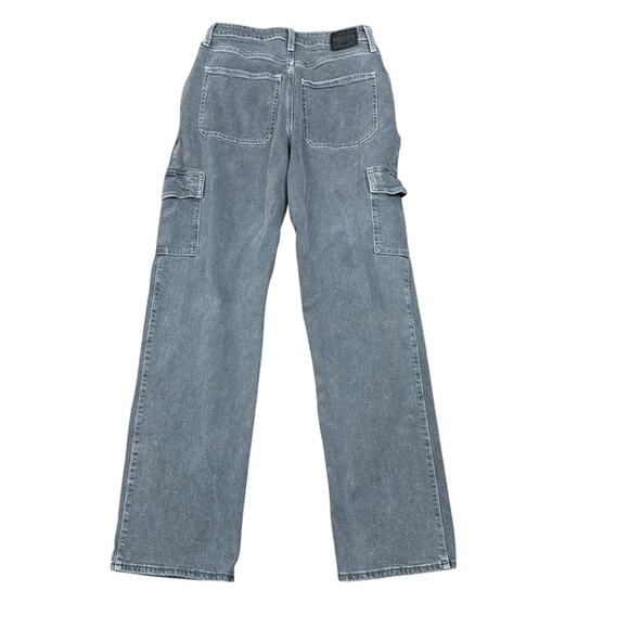 Hollister Distressed High Rise Cargo Jeans Size 6R Gray - Picture 2 of 5